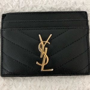 Saint Laurent Monogram Card Case in Grain Embossed